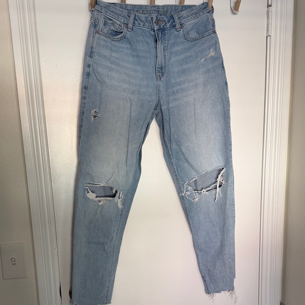 American Eagle Outfitters Light Blue Distressed Cropped Jeans